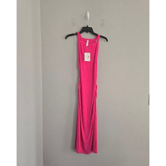 Anthropologie Daily Practice Hot Pink Ribbed Maxi Dress S NWT - Picture 5 of 7